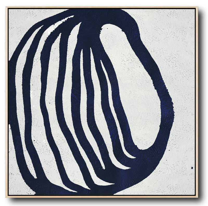 Large Abstract Art Handmade Painting,Hand Painted Navy Minimalist Painting On Canvas,Acrylic Painting On Canvas